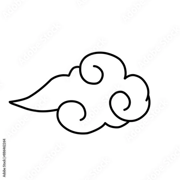 Fototapeta Vector illustration of monochrome chinese style clouds