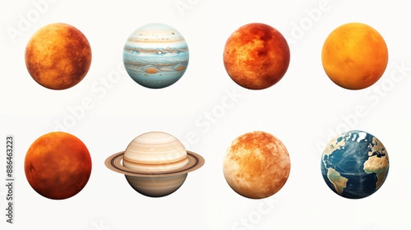 Fototapeta Set of planets isolated on white background.