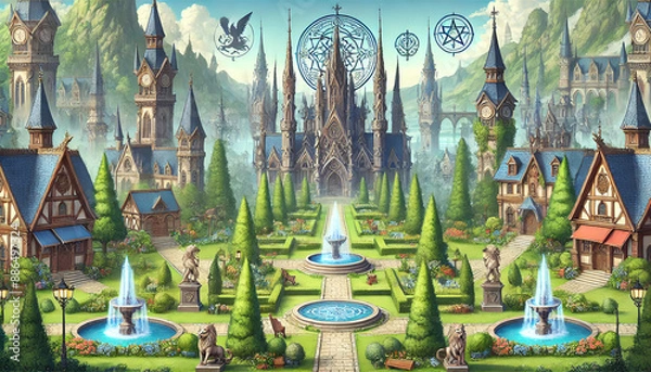 Fototapeta Magical academy setting for RPG game