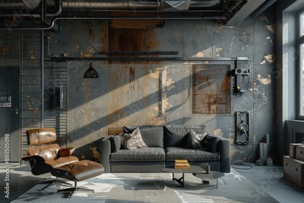 Fototapeta Modern industrial loft interior