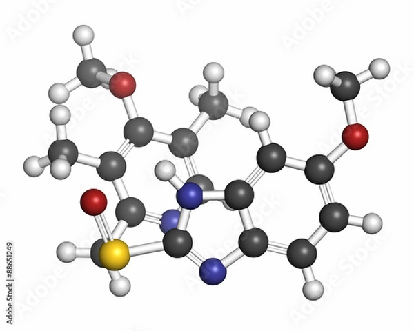 Fototapeta Esomeprazole peptic ulcer drug molecule (proton pump inhibitor).