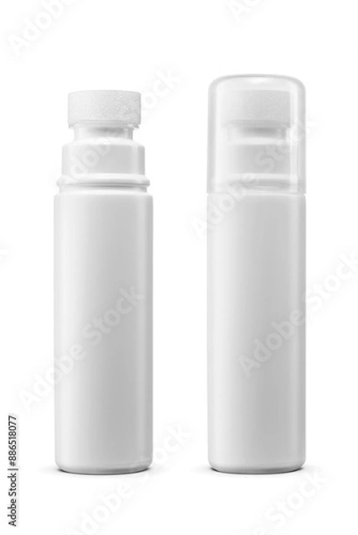 Fototapeta Plastic shoe polish bottle with foam rubber sponge applicator cap isolated. Transparent PNG image.