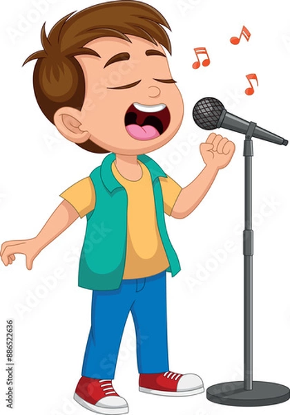 Obraz little boy singing