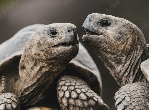 Obraz Two Galapagos Tortoises having a conversation