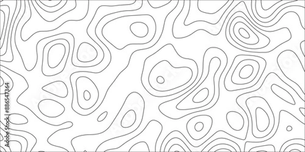 Fototapeta Abstract Topographic line art background. Mountain topographic terrain map background with white shape lines.Geographic map conceptual design.Black on white contour height lines.	
