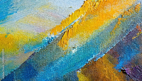 Fototapeta Abstract rough multicolored art painting texture with pallet knife paint on canvas