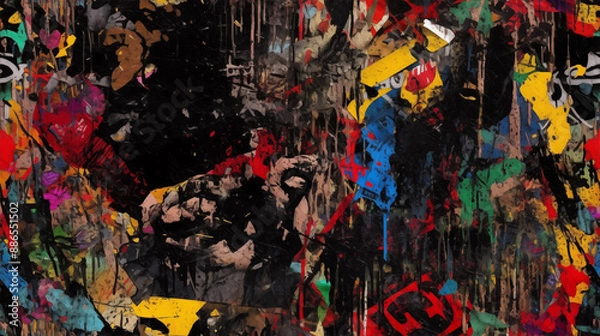 Fototapeta Superhero Graffiti Seamless Tiled Texture Wallpaper