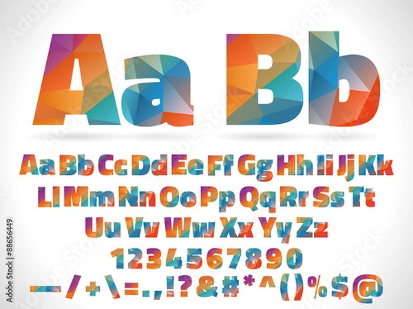 Obraz low poly style alphabet letters isolated on white background