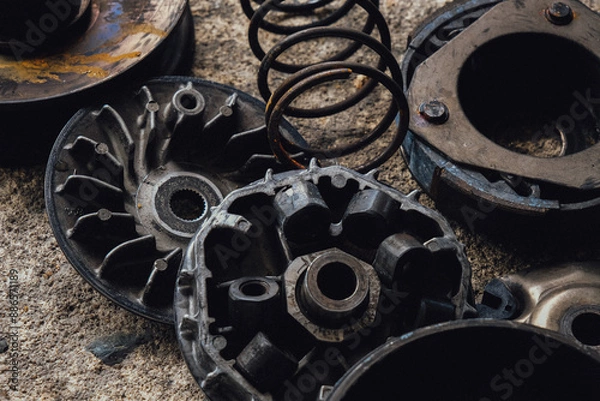 Obraz Spare parts for motorcycle engine belt drive systems