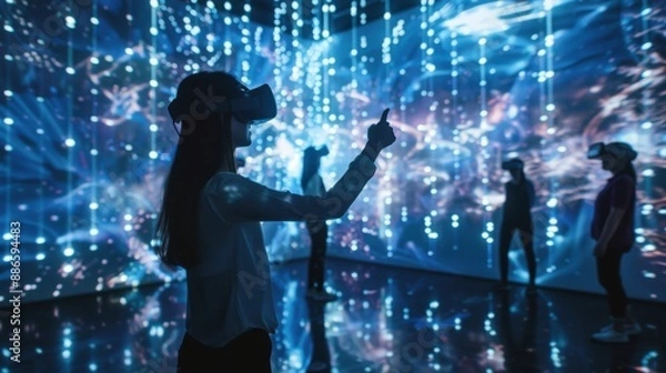 Fototapeta バーチャルリアリティでのインタラクティブな体験シーン02