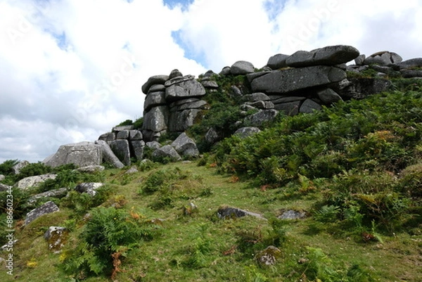 Fototapeta Helman Tor in mid Cornwall England UK Geology site ancient monument and large nature reserve
