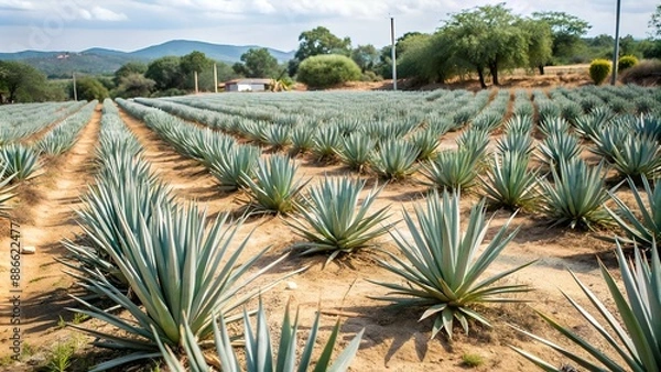 Obraz Campo de agave espadín para destilado mezcal y tequila