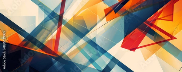 Obraz Abstract background featuring overlapping lines and geometric shapes in bold, contrasting colors, forming a dynamic, energetic composition with a sense of depth and movement.