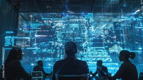 Fototapeta Ai helps project management communicate with stakeholders, images of project managers interacting with stakeholders, AI