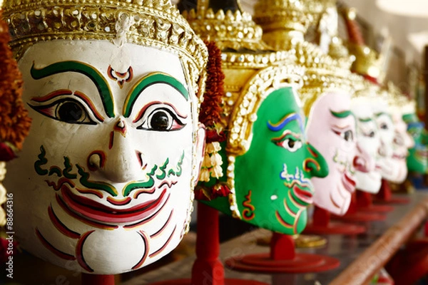 Fototapeta Khon, Angel mask in native Thai style, use in royal performance