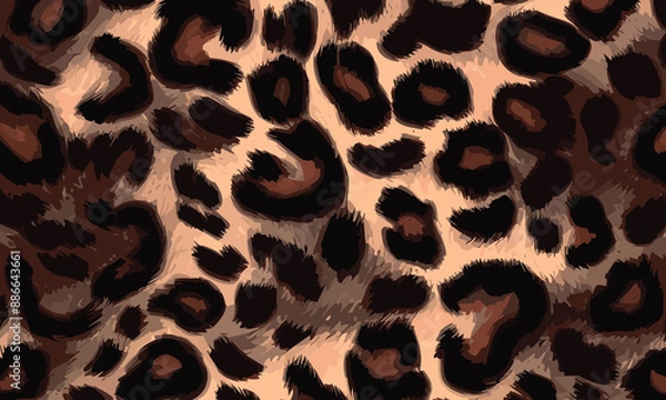 Fototapeta Leopard Skin Texture Pattern Vector. Seamless Animal Wildlife Skin Pattern. Leopard Fur Camouflage Background.