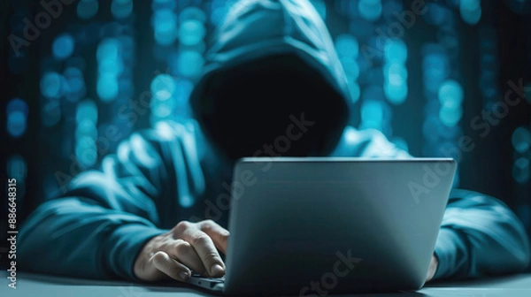 Obraz Hacker breaking into a financial system, cyber security, banking fraud