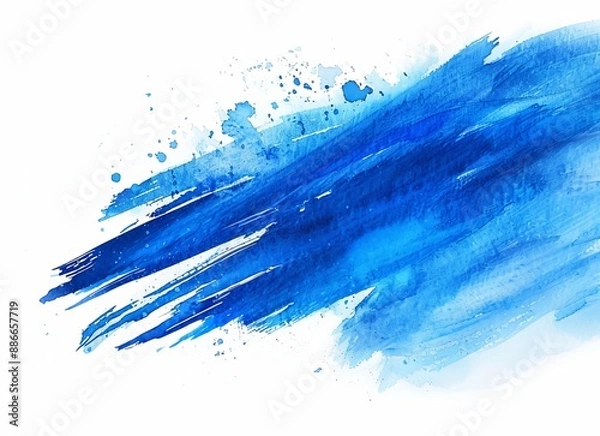 Fototapeta The stain of blue watercolor has been painted on a white background, then the blot has been drawn on that white background.