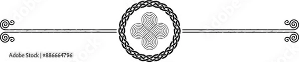 Obraz Double Line Header with Viking Lace Pattern Ring and Circular Celtic Knot
