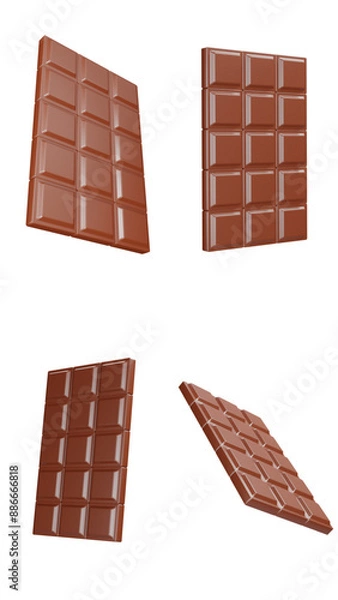 Fototapeta 3D Render of Chocolate Bar Isolated 