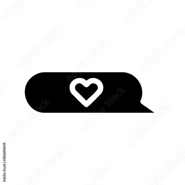 Obraz Rectangular Chat Bubble with Heart Fill Icon - Suitable for Web Page, Mobile App, UI, UX Design