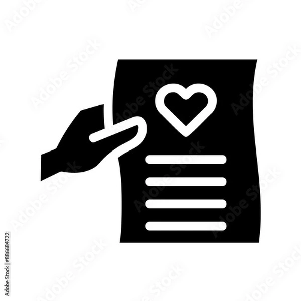Obraz Hand Giving Love Letter Fill Icon - Suitable for Web Page, Mobile App, UI, UX Design