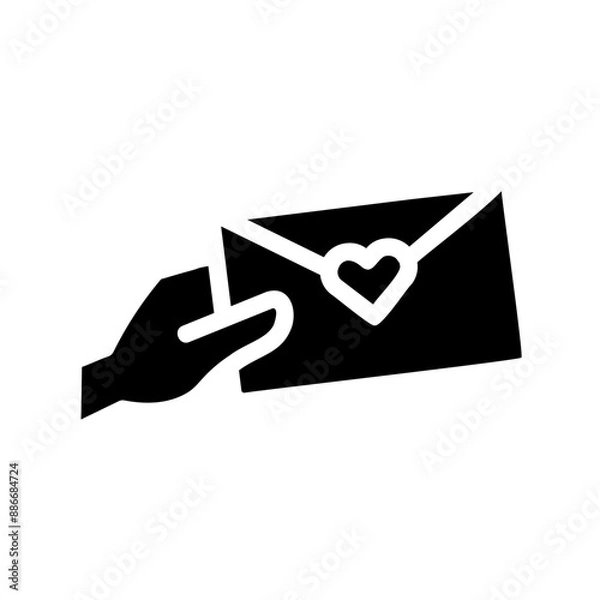 Obraz Hand Sending Love Letter Fill Icon - Suitable for Web Page, Mobile App, UI, UX Design