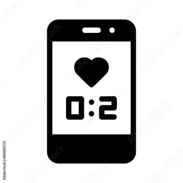 Obraz Mobile Phone with Heart Fill Icon - Suitable for Web Page, Mobile App, UI, UX Design