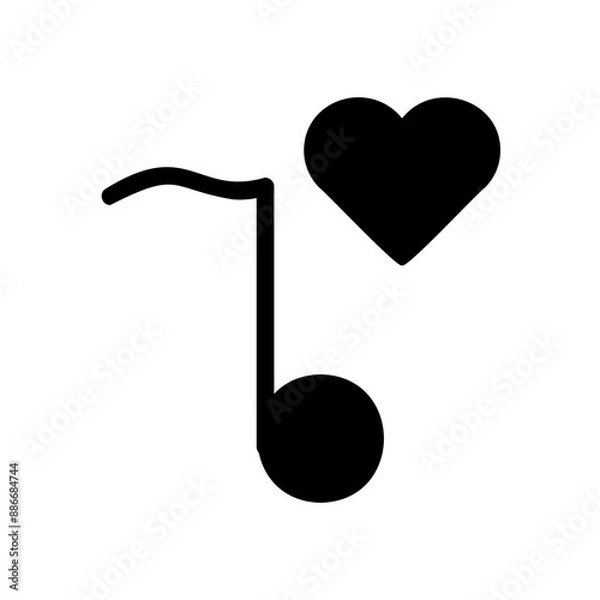Obraz Heart Musical Note Fill Icon - Suitable for Web Page, Mobile App, UI, UX Design