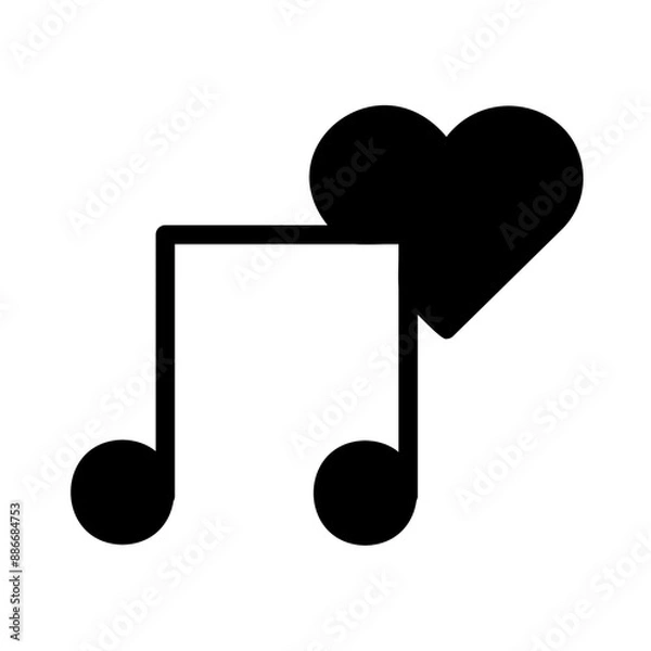 Obraz Heart Musical Note Fill Icon - Suitable for Web Page, Mobile App, UI, UX Design