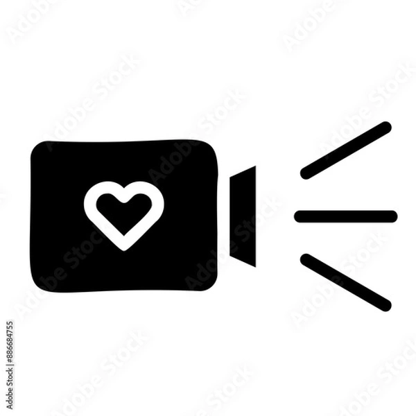 Obraz Camera with Heart Fill Icon - Suitable for Web Page, Mobile App, UI, UX Design