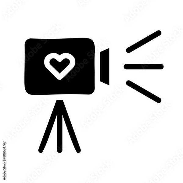 Obraz Camera with Heart Fill Icon - Suitable for Web Page, Mobile App, UI, UX Design