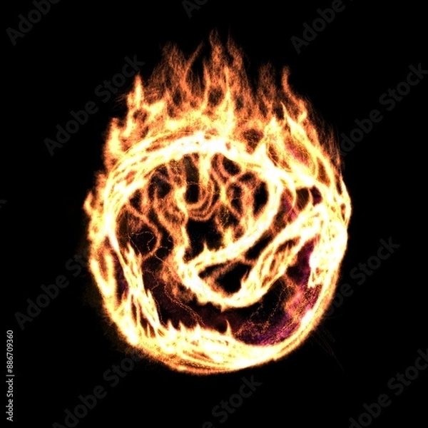 Fototapeta transparent Fireball, Magic energy ball for game. Power orb glow for fantasy wizard illustration. Abstract round element. Png