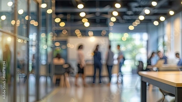 Obraz Business office with blurred people meeting, with blurred bokeh background --ar 16:9 --fast Job ID: 3690956c-768a-4dd8-8f76-5188c3896a17
