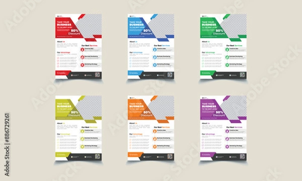 Obraz Corporate Business Flyer poster pamphlet brochure cover design layout background, two colors scheme, vector template in A4 size - Vector