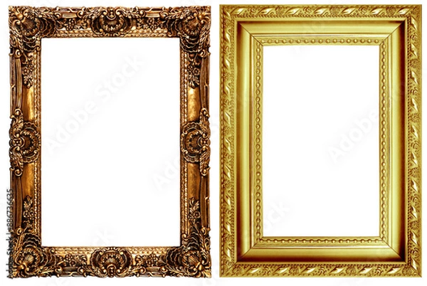 Fototapeta picture frame png , Set of golden frames - Isolated transparent PNG background - Premium pen tool cutout