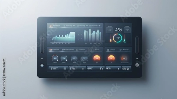 Fototapeta Smart Home Energy Control Touchscreen Panel with Graphs for Efficient Climate Management