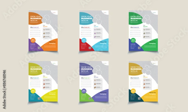 Obraz Corporate Business Flyer design 6 colour variation , vector template in A4 size - Vector