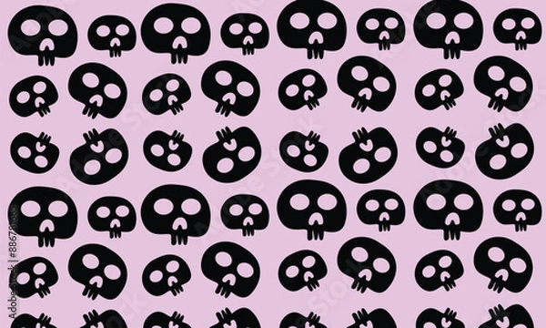 Fototapeta seamless halloween pattern with skull  ghost pumpkin bone 