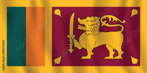 Fototapeta Realistic Sri Lanka national flag Perfect color, scale, and proportion.