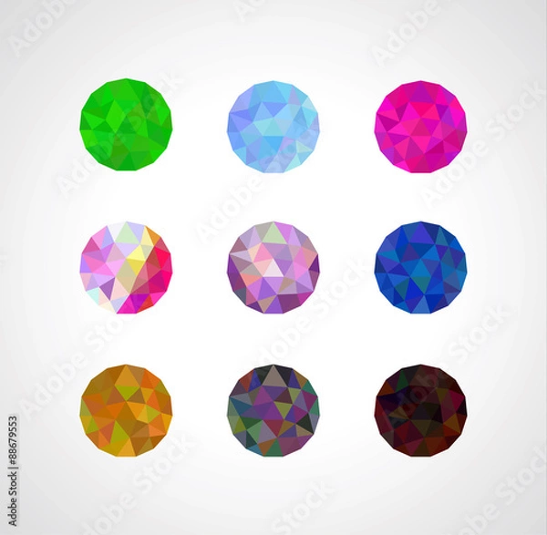 Fototapeta a set of polygonal sphere ball on a light background