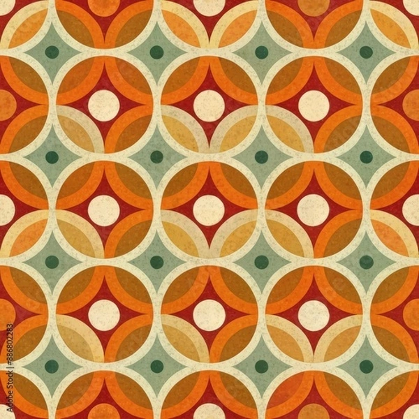 Obraz Groovy circles retro geometric seamless pattern