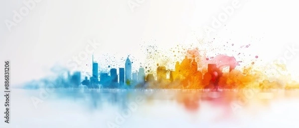 Fototapeta  A cityscape image featuring numerous buildings in the center and expanses of water at the heart