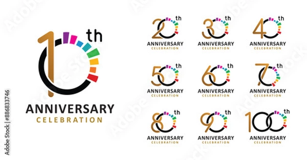 Fototapeta Set of anniversary design colorful number