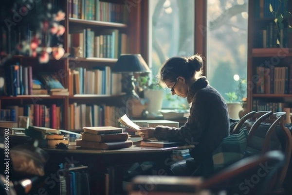 Obraz students in library