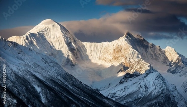 Fototapeta cordillera nevada con picos imponentes