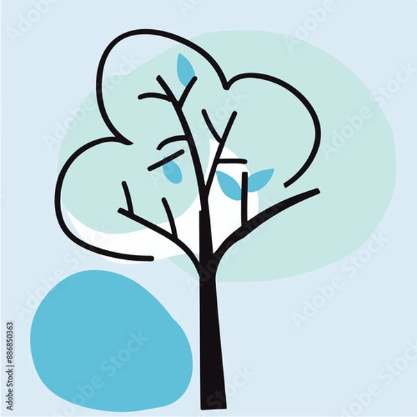 Fototapeta Minimalist Tree Illustration with Abstract Shapes