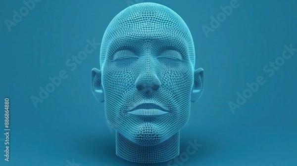 Fototapeta A computer generated head with a blue background