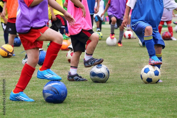 Fototapeta サッカー教室、実習中