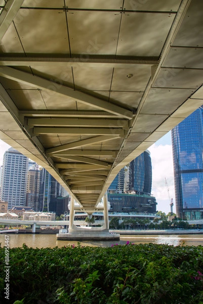 Obraz Centro de Brisbane, pontes, prédios e roda Gigante